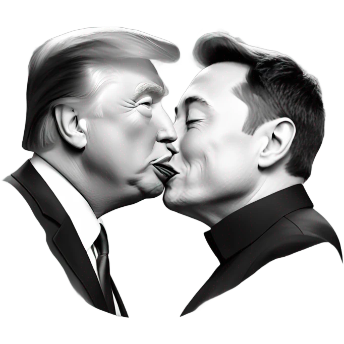 donald trump kissing elon musk emoji