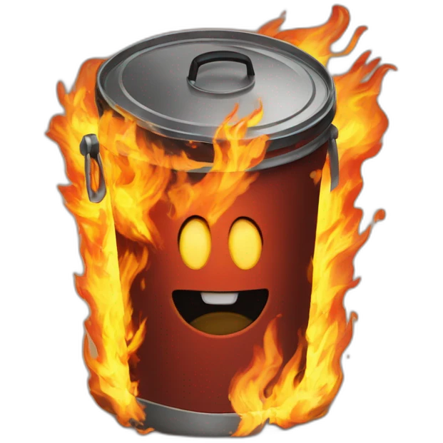 trash can on large fire emoji