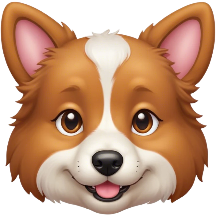 Cinematic Cute Domestic Dog Portrait Emoji, Head tilted playfully and inquisitively, with a delightfully fluffy, friendly build and a characteristically charming face featuring a soft snout and perky ears, accentuated by a glossy coat and round, sparkling eyes full of mischief, Simplified yet irresistibly adorable features, highly detailed, glowing with a warm, friendly glow, high shine, affectionate and lively, stylized with a touch of whimsical cuteness, soft glowing outline, capturing the essence of a mischievous yet loving dog that feels like it could bound out of the screen into your arms! emoji