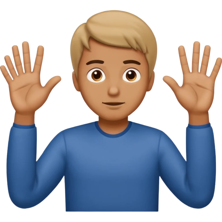 Man shrugging with hands with 6 and 7 on each side of him emoji