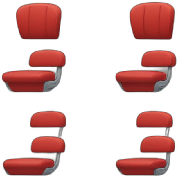 3 red seats, 2 filled with people and 1 empty emoji