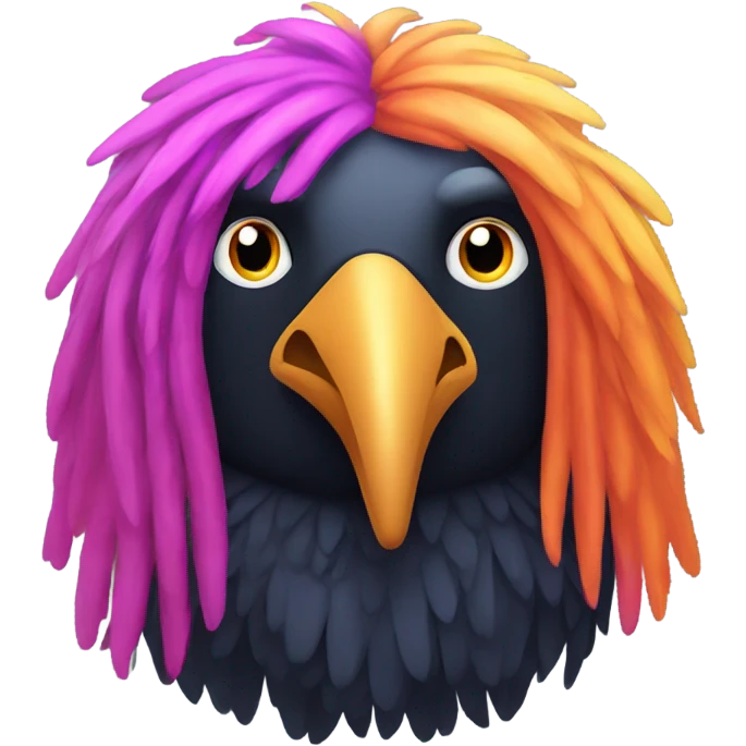 Crow wearing a silly wig emoji