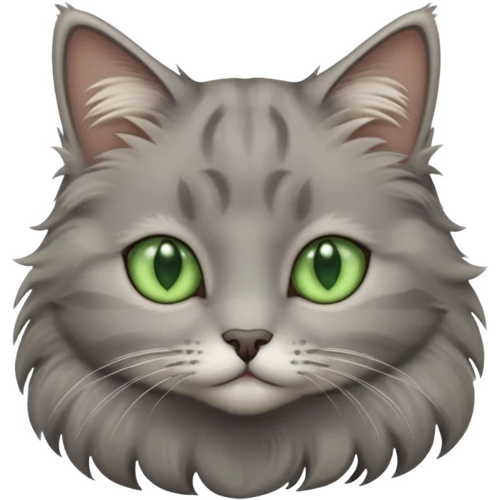 gray fluffy cat with light green eyes emoji