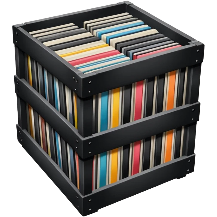 A crate of vinyl lps emoji