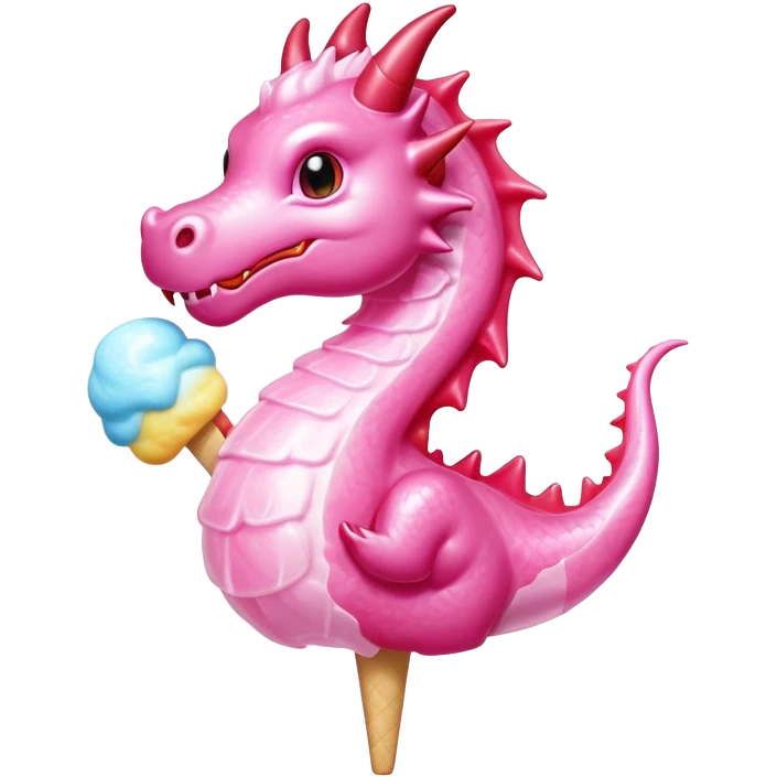 Dragon-shaped cotton candy with glossy, wet-looking sugar and reflective shine emoji