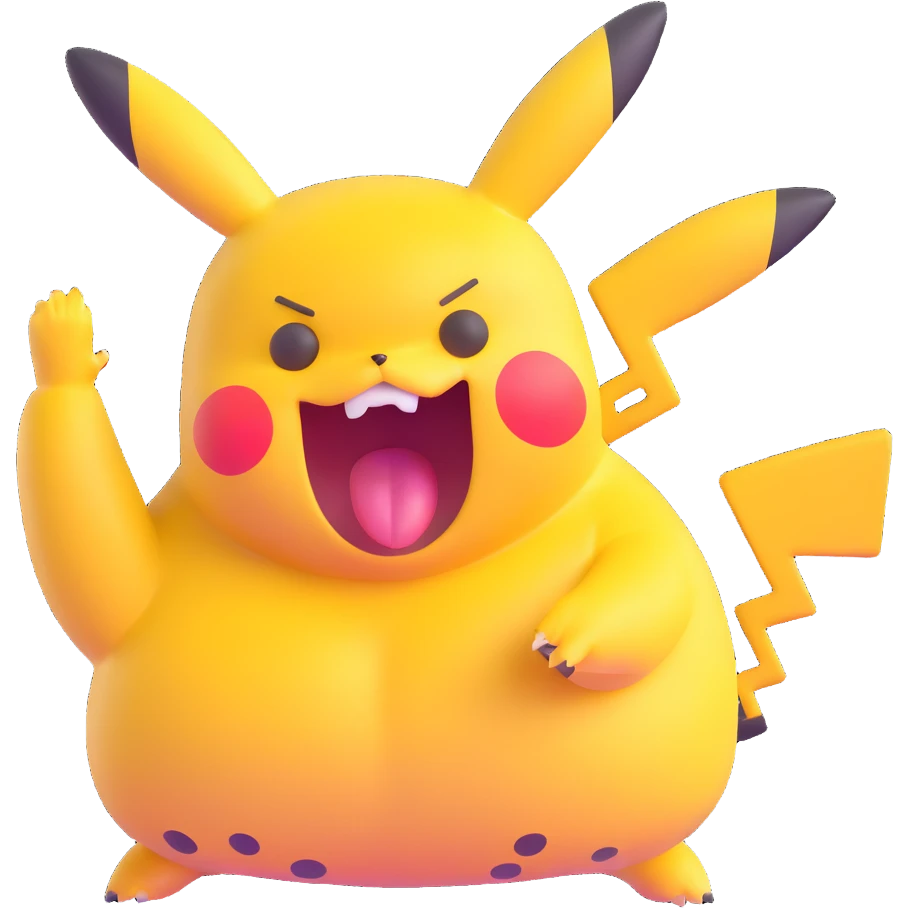 chubby Pikachu with spots yelling in terror emoji