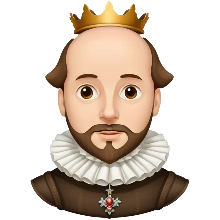 William Shakespeare portrait with elizabethan ruff collar and balding head with hair on sides emoji