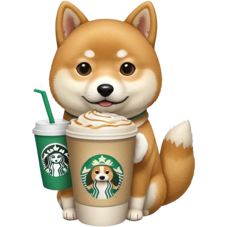 Shiba Jasper with starbucks cup emoji