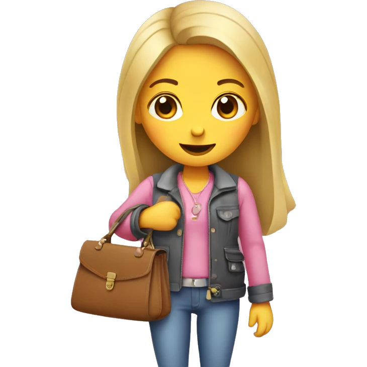 girl putting a heart in her purse emoji