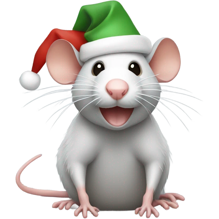 Rat in a Christmas hat emoji