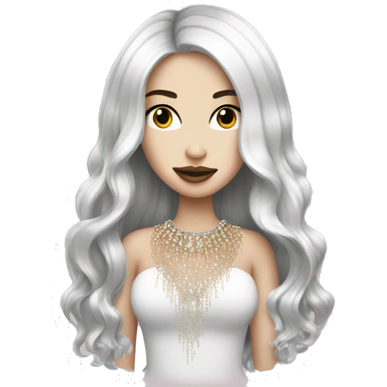pale girl with long black hair luxury bling emoji