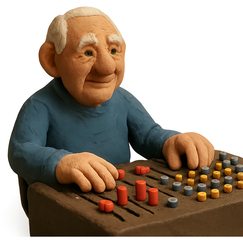 senior Caucasian man at an audio mixing desk emoji
