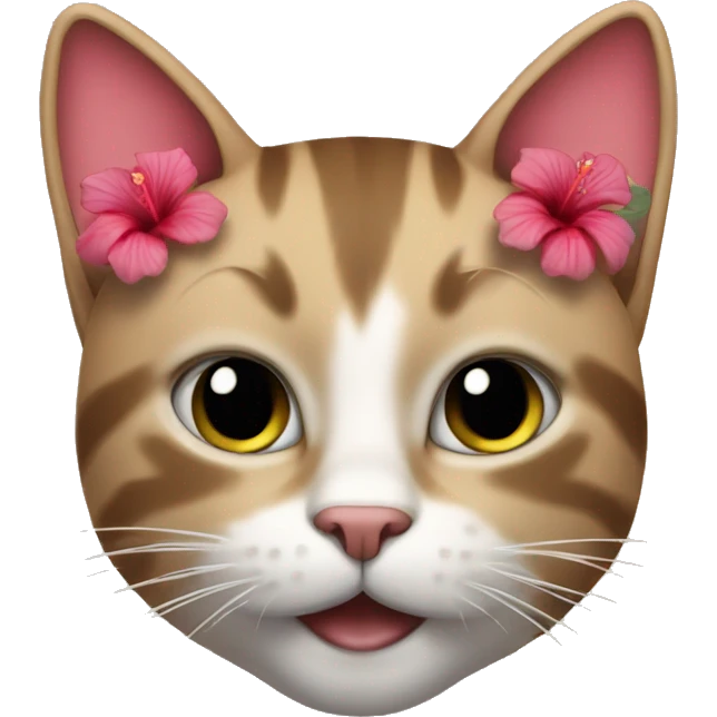 Cat with hibiscus  emoji