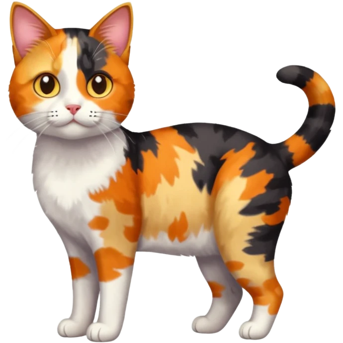 full body anxious looking colourful patchy calico tabby cat emoji