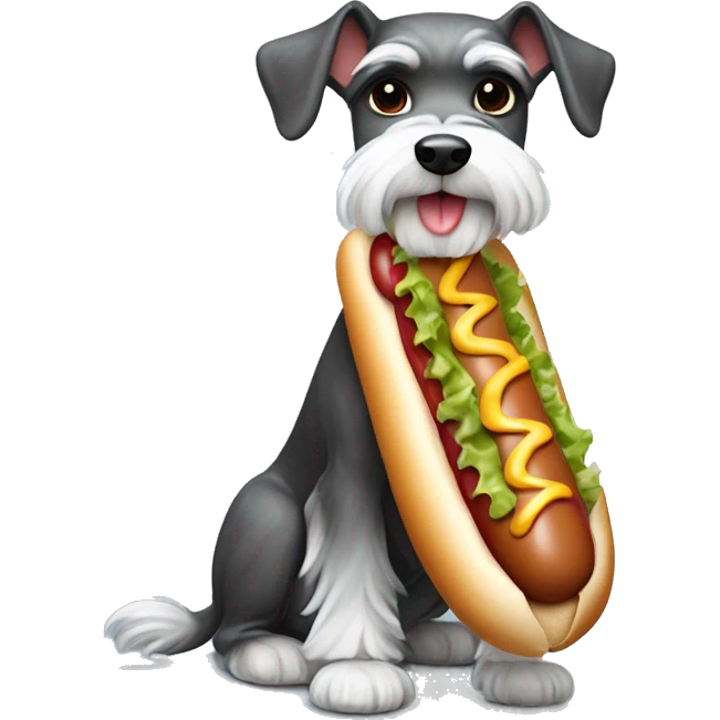 Miniature schnauzer in a hot dog costume emoji