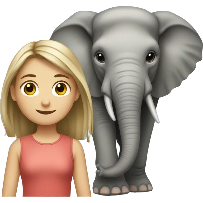 a caucasian girl and an elephant emoji