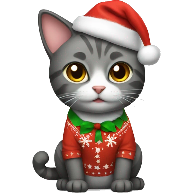 Cat wearing a Christmas outfit  emoji