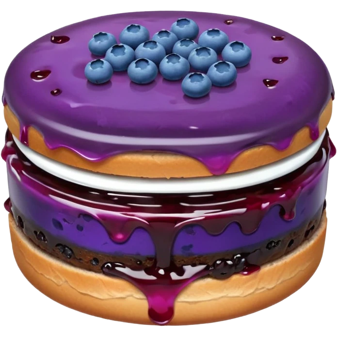 Make an emoji of a blueberry patty (small) that's broken off a bit so you can see the blueberry jam emoji