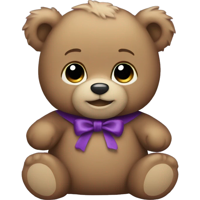 Little teddy bear wearing a purple  emoji