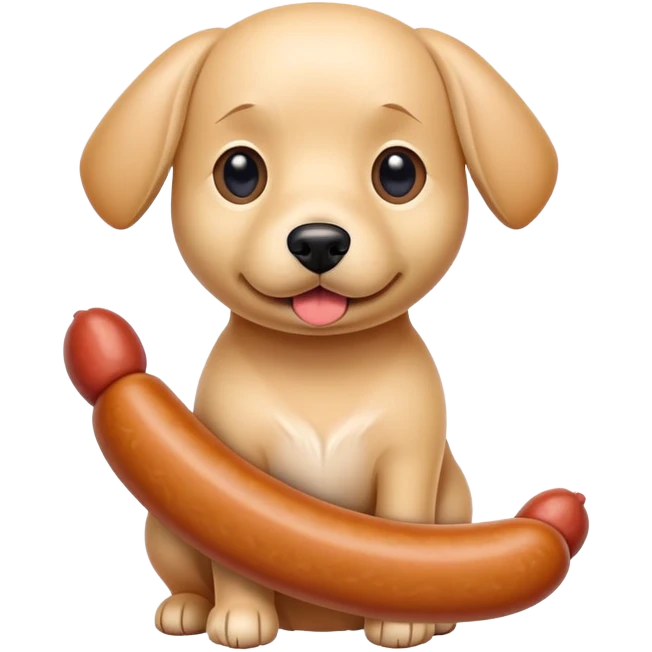 Beige dog with sausage emoji
