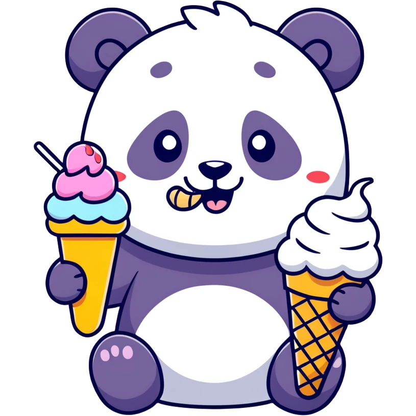 Panda eating ice cream emoji
