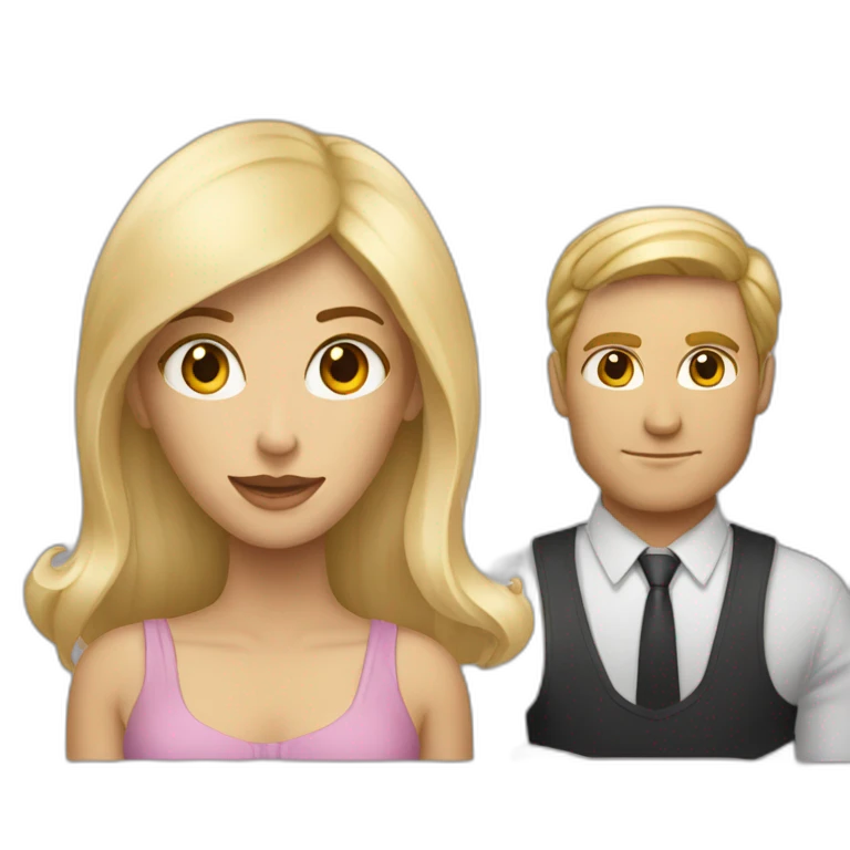 Femme blonde avec un homme metisse  emoji
