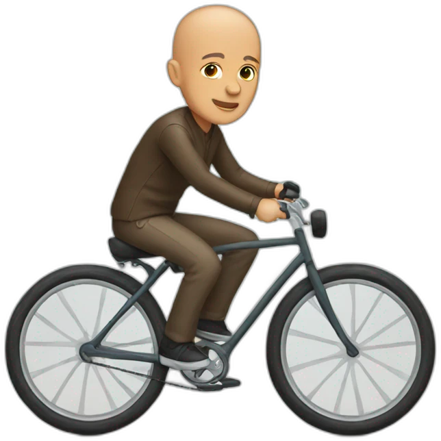 man without hair sitting on a bike emoji