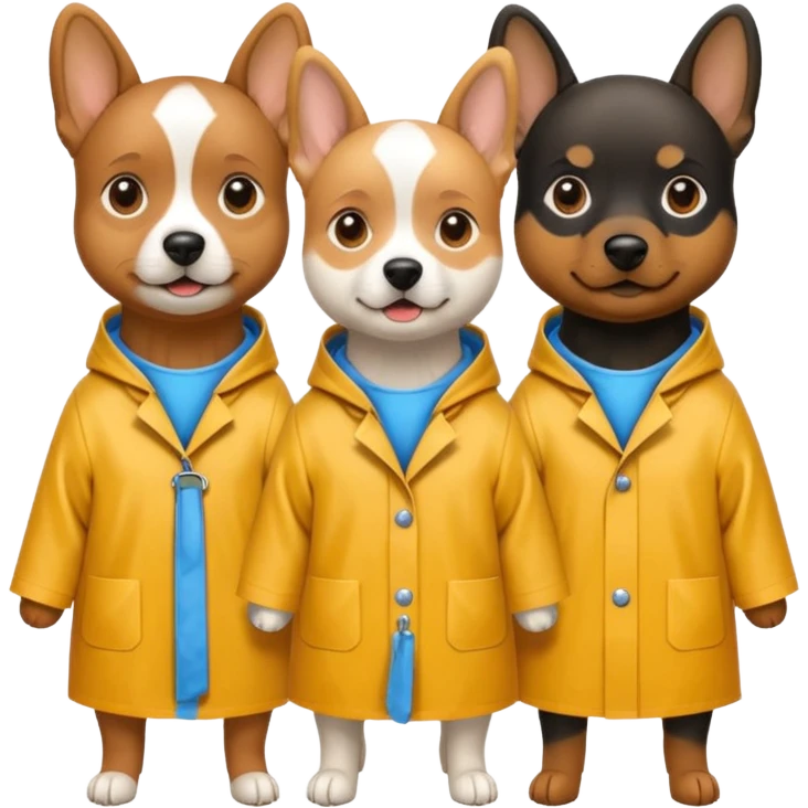 3 dogs wearing rain coats emoji