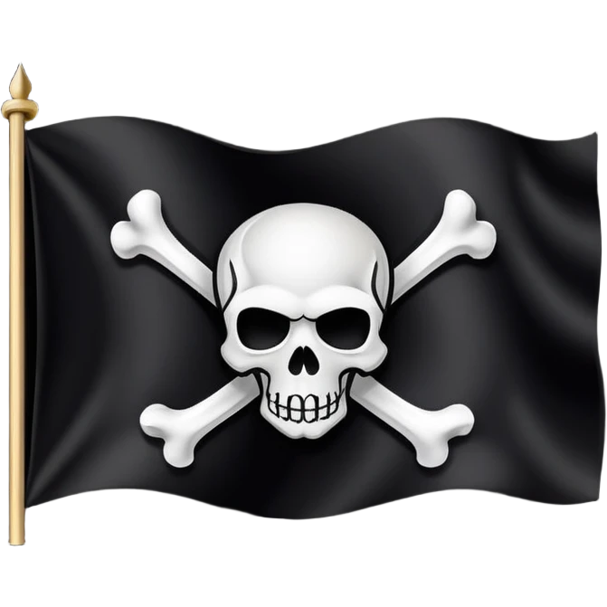simple pirate flag with skull on black background emoji