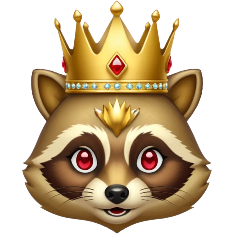 Gold Racoon with gold with red jewelled crown emoji