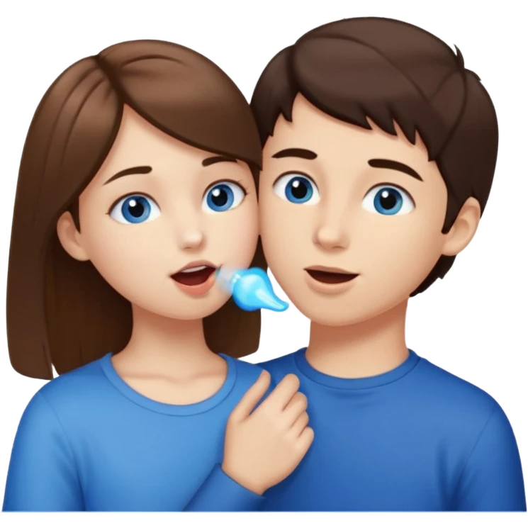 Make an emoji where a boy with light brown hair LICKING the NECK  of a blue eyed dark brown haired shoulder lenght white girl emoji
