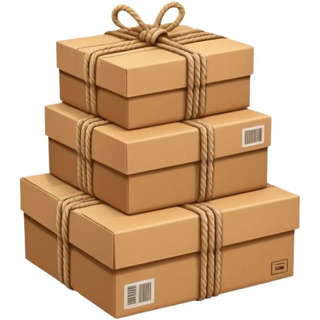 create a realistic emoji of packages wich got stabalised by ropes  emoji
