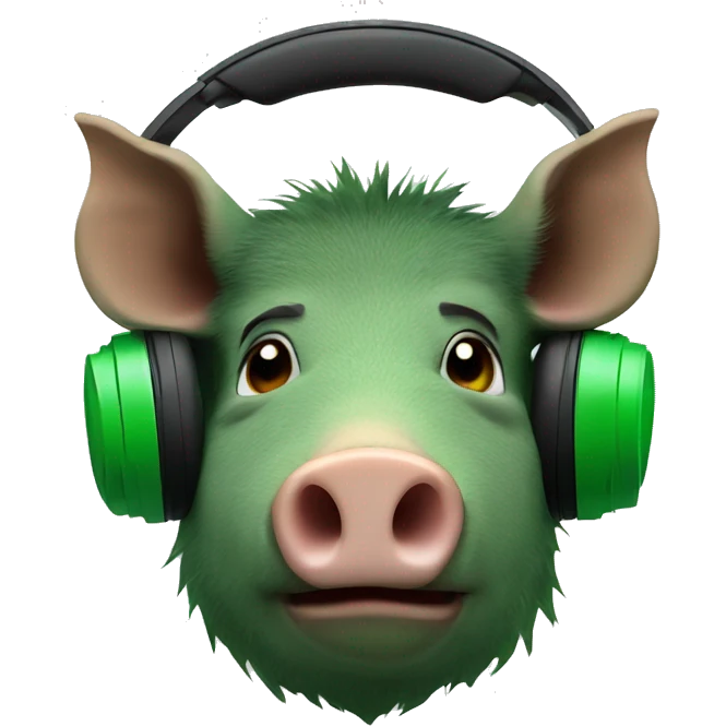 boar in green headphones emoji