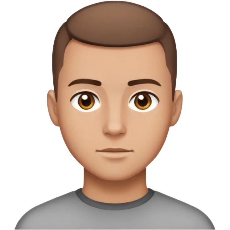 A guy with brown hair, brown eyes and a buzz cut emoji