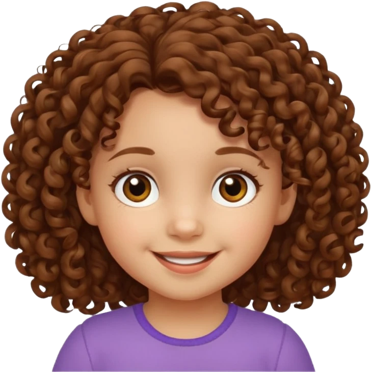 3yr old girl curly brown hair brown eyes emoji