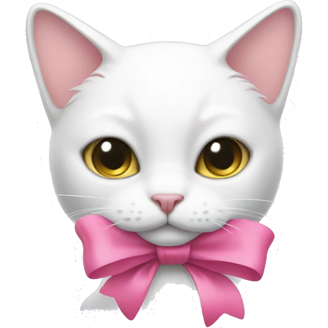 white cat with a pink bow emoji