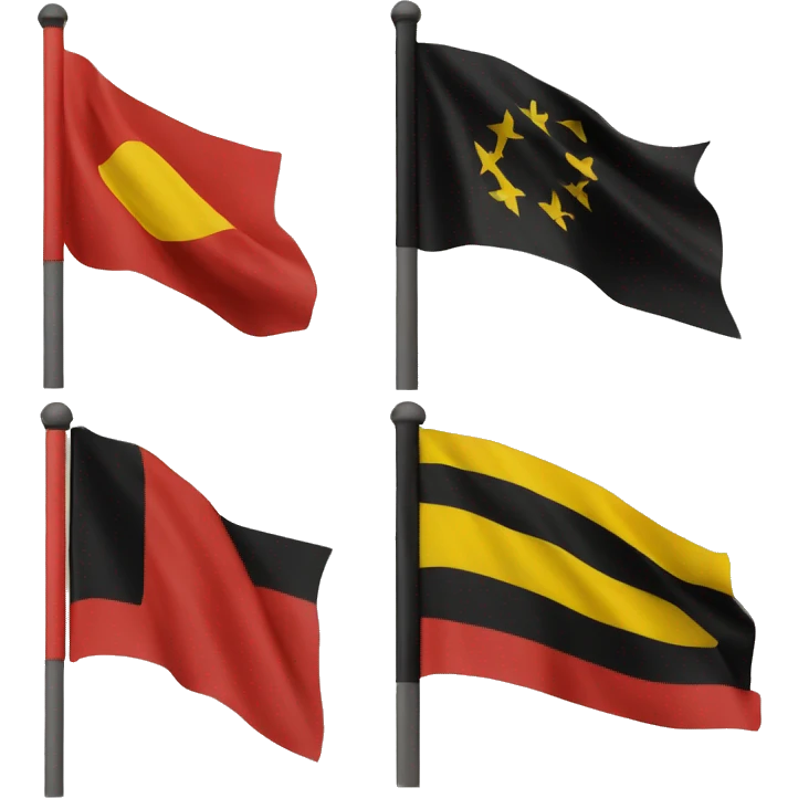 Flag with black on the top, red on the bottom and a yellow circle in the middle emoji