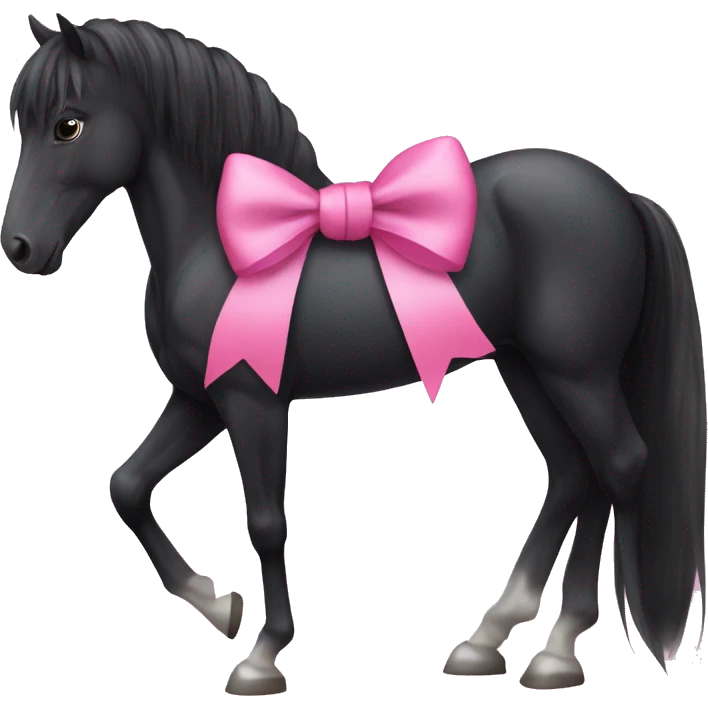 Black horse with pink bow emoji