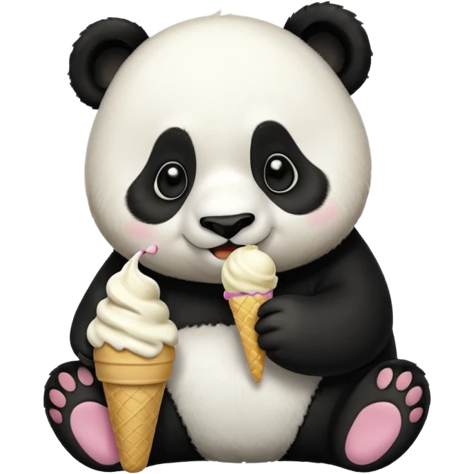 Panda eating ice cream emoji