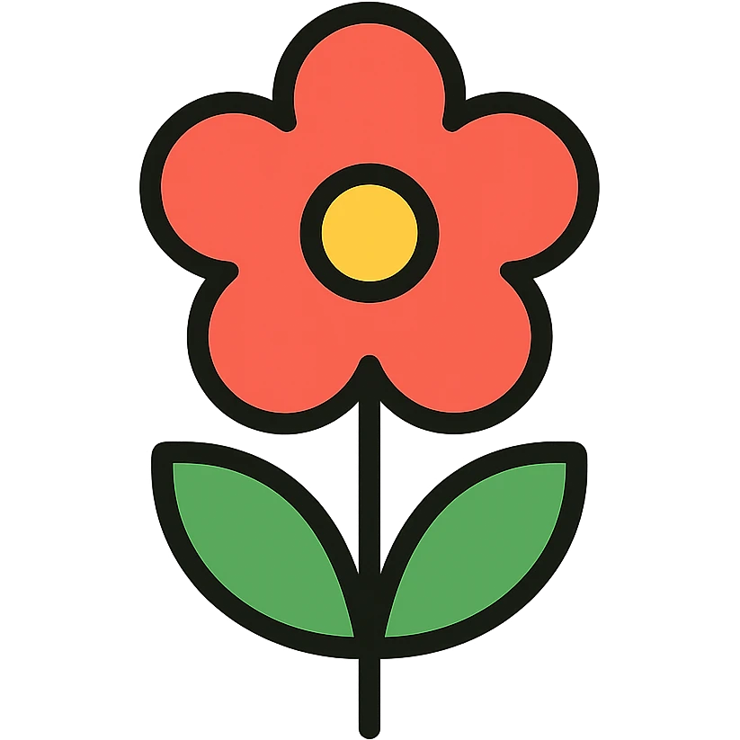 simple flower, clean lines, minimalistic, vibrant colors emoji