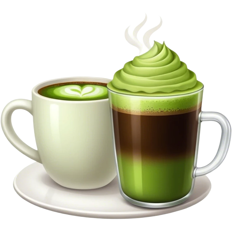 1 cup Coffee and 1 cup matcha emoji