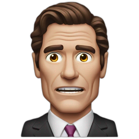 Patrick bateman, square jaw, grimace emoji