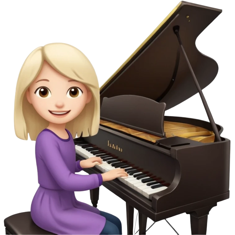 A cute girl in funny animated style , cartoon is playing the piano. emoji