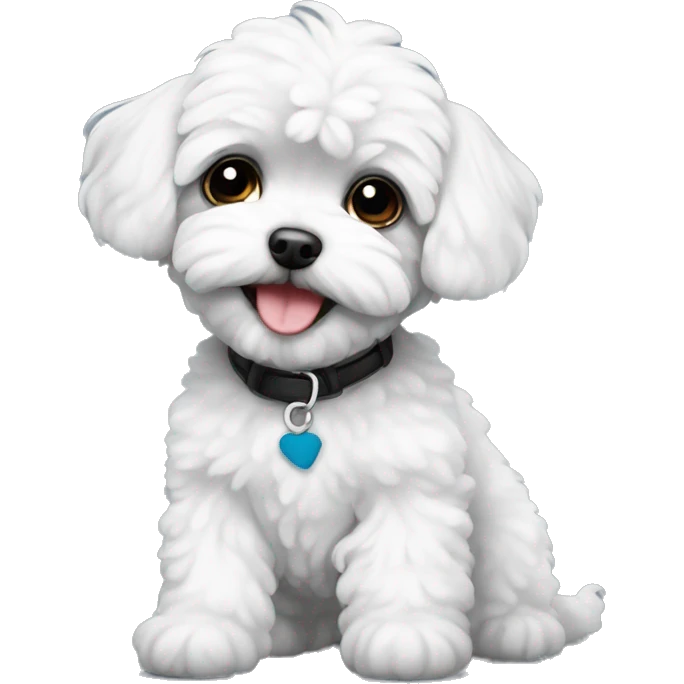 Black and white maltipoo emoji
