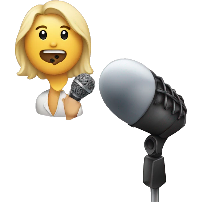 someone singing with a microphone emoji