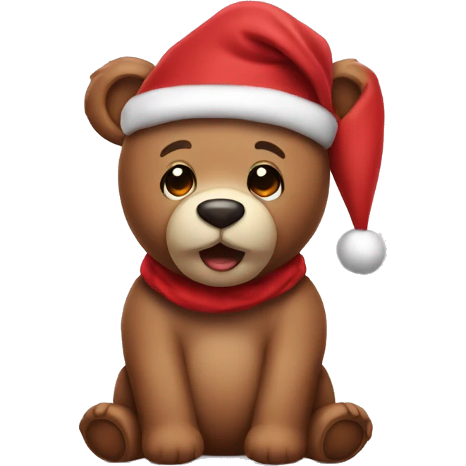 teddy wearing santa hat emoji