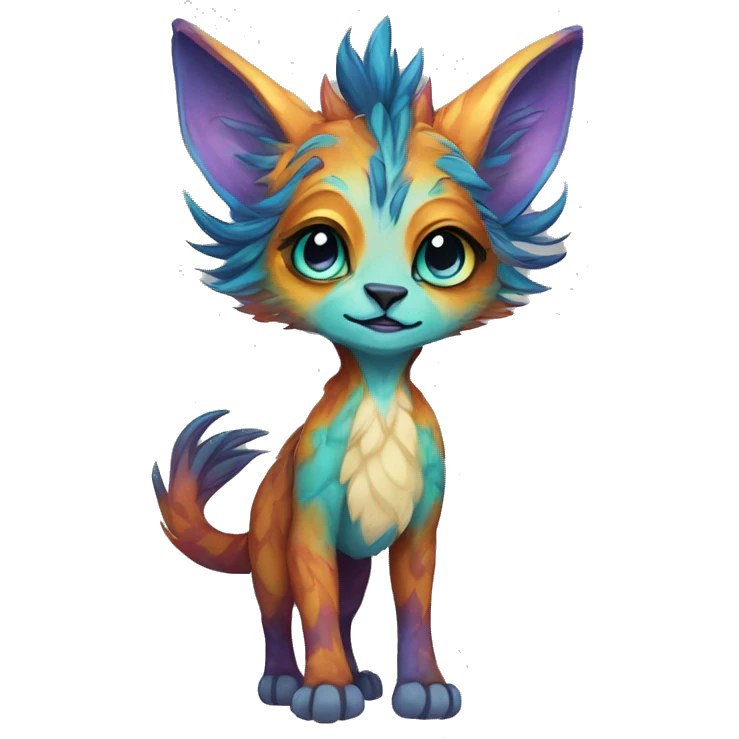 Colorful vernid fantasy creature LiLaiRa Kamirah Falvie whiskers paws full body emoji