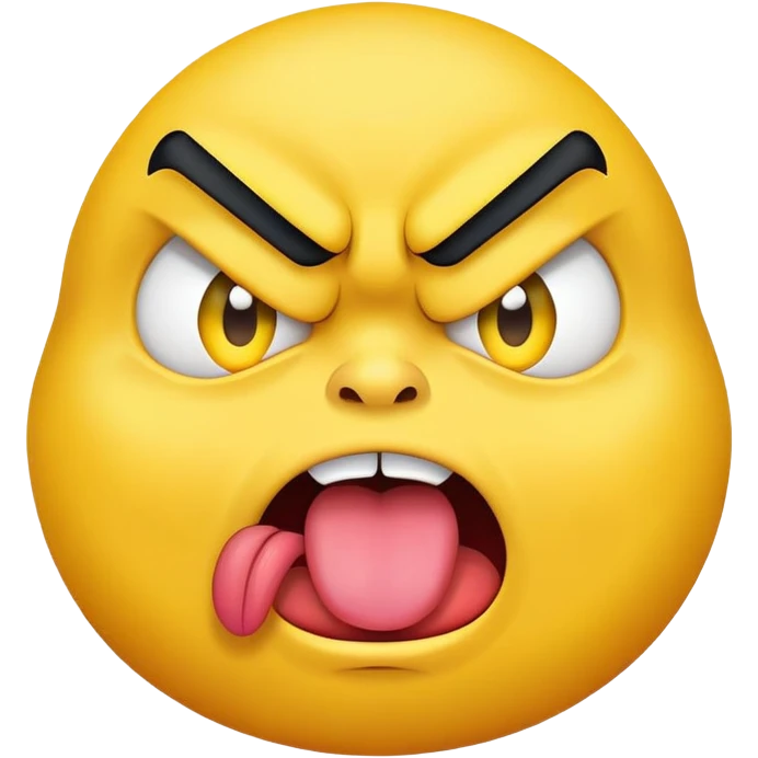 angry yellow face sticking out tongue emoji