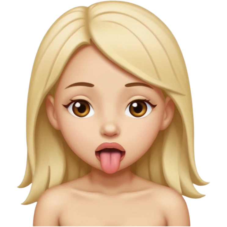 girl naked with eye close and tongue charm emoji