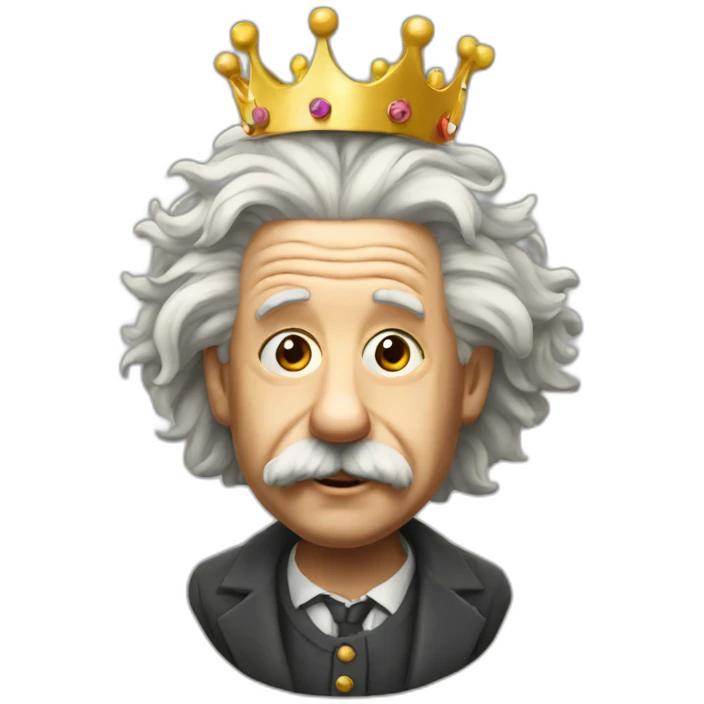 Einstein with crown emoji